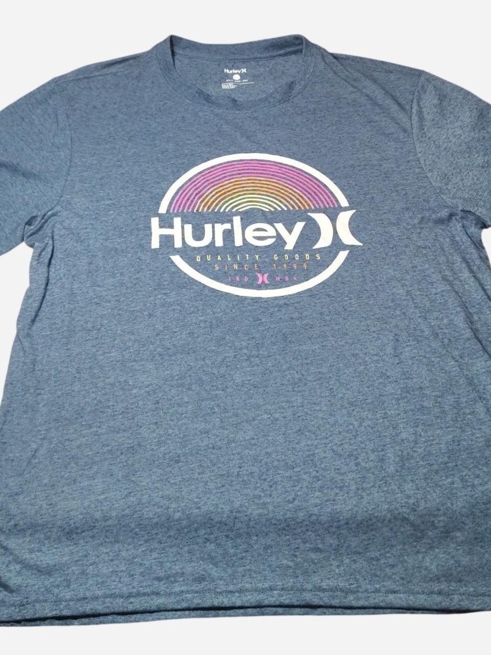 Hurley Navy Heather Short Sleeve Tee with White Logo